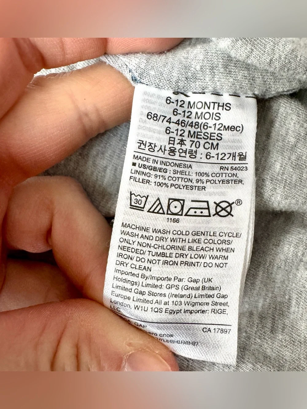 Baby GAP 6-12 Months Quilted Chambray Bunting One Piece  Babies Snowsuit Blue